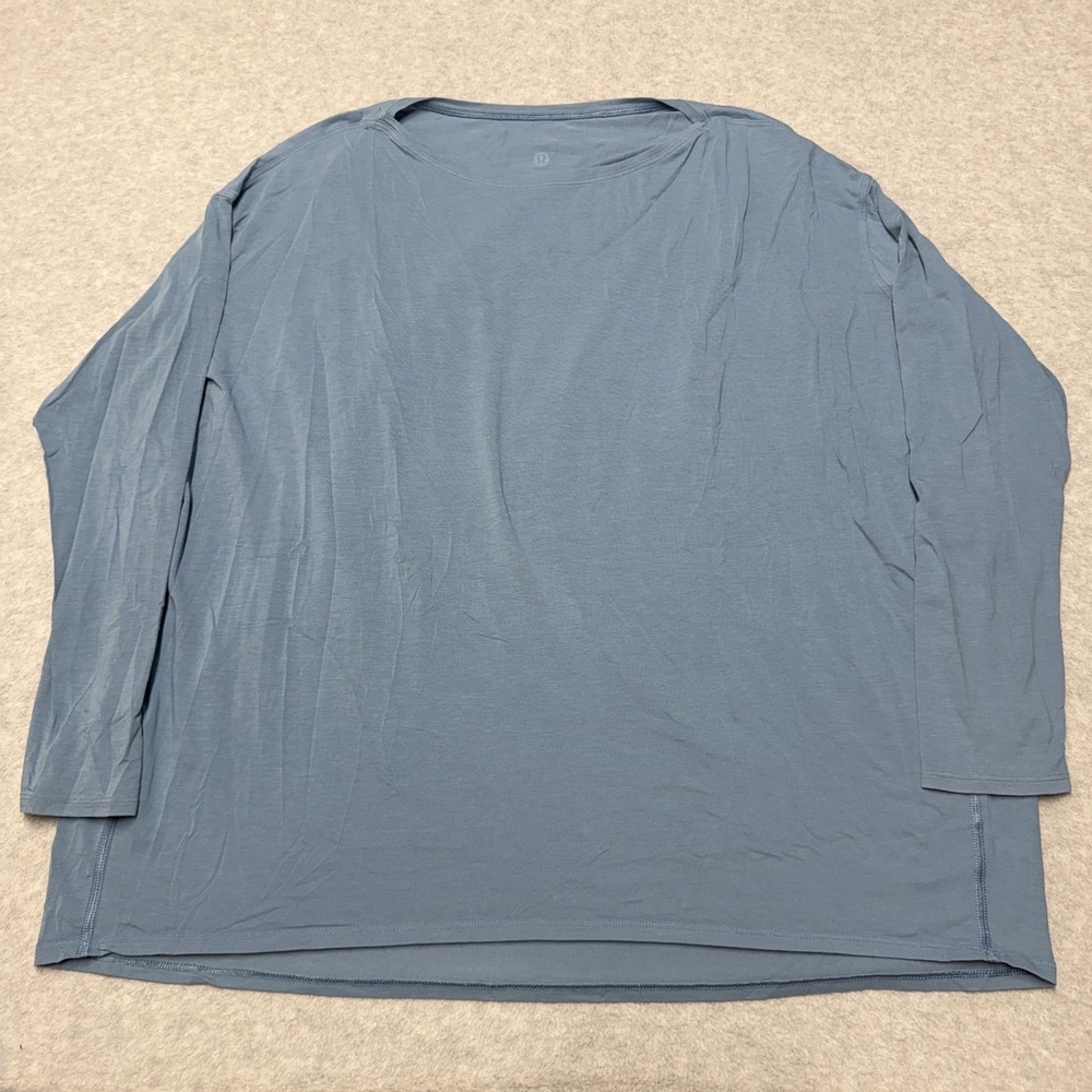 Lululemon Shirt Womens Large Blue Crew Neck Long Sleeve Lightweight Yoga Top